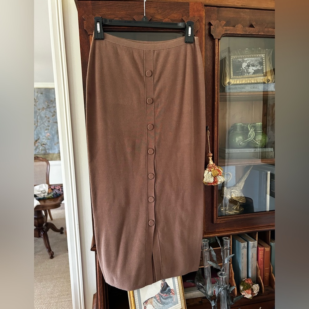 Worth New York Button-Front brown Midi Skirt, size small